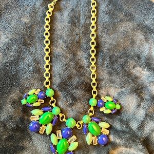 Stella & Dot Statement necklace in blues and greens in gold